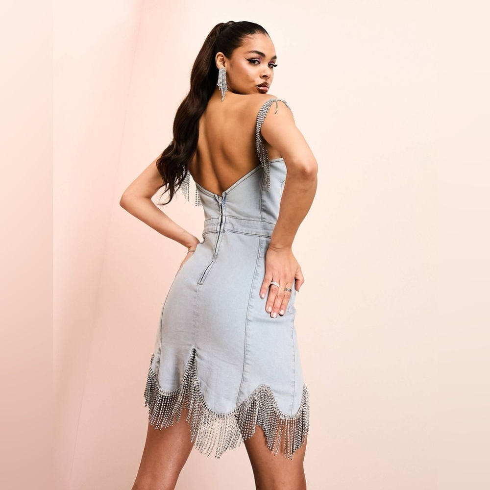 Denim Rhinestone Dress - Picture 2 of 6
